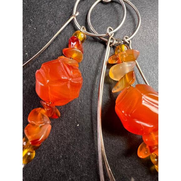 Vintage carnelian sterling silver dangle earrings - Picture 13 of 16